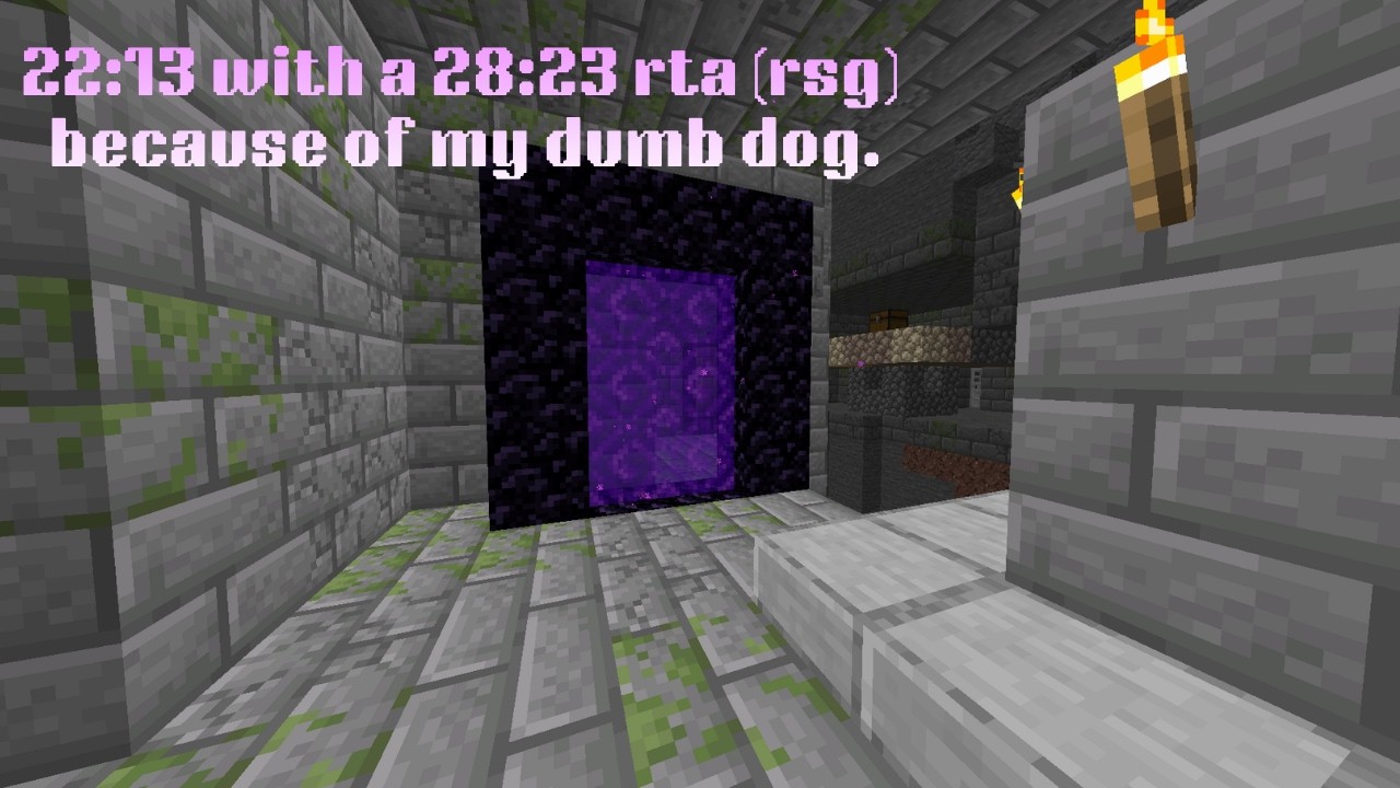 22:13 with a 28:23 rta because of my dumb dog (rsg)