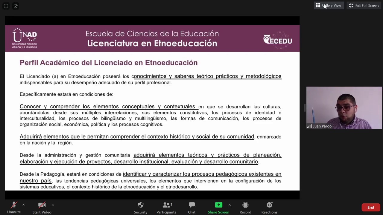 Estudiar Licenciatura en Etnoeducación- Charla Virtual UNAD