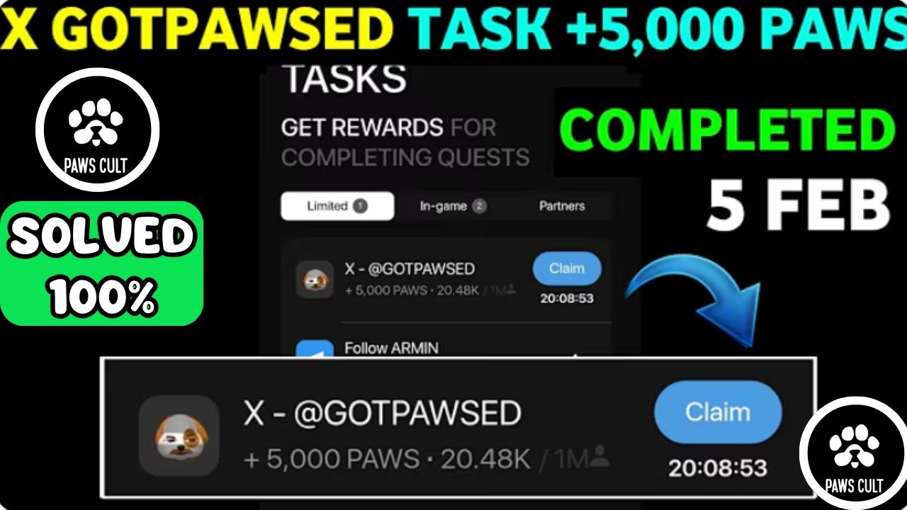 How To Complete Paws Mystery Quest Task | Paws New Task Mystery Quest | X @GOTPAWSED +5,000 PAWS