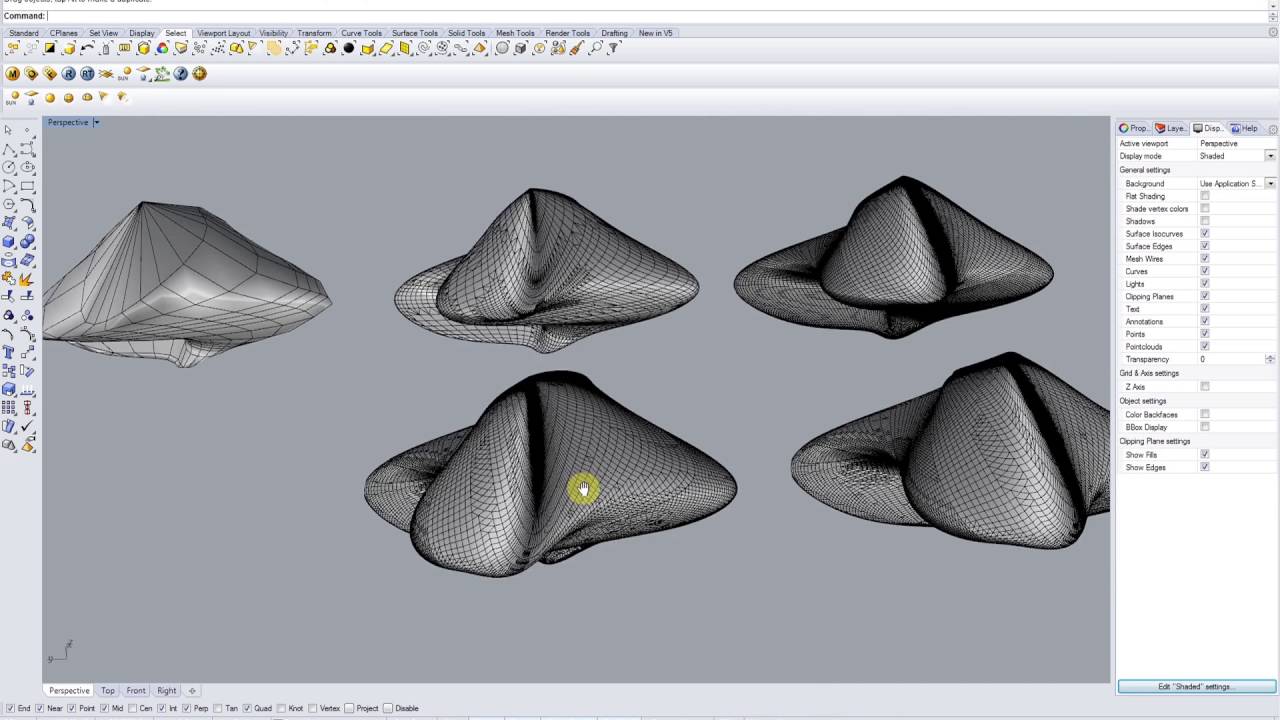 ADVANCED RHINO  / NURBS TO MESH  / REDUCE MESH /  MESH TO POLYSURFACE