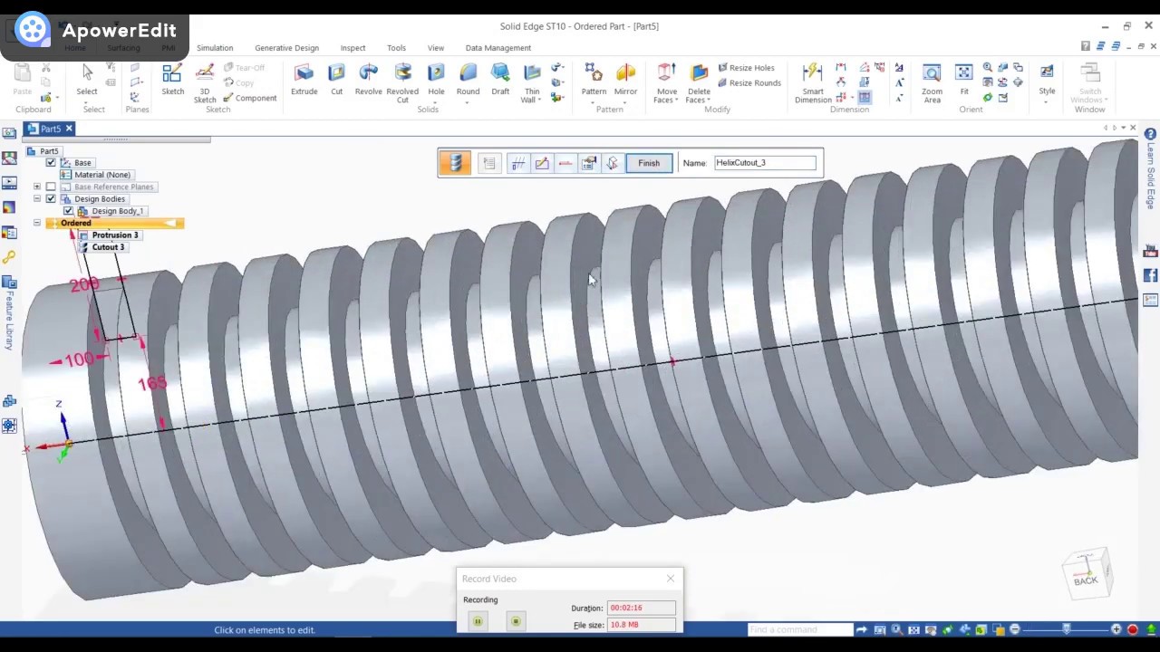 #25 solid edge helix cut tutorials