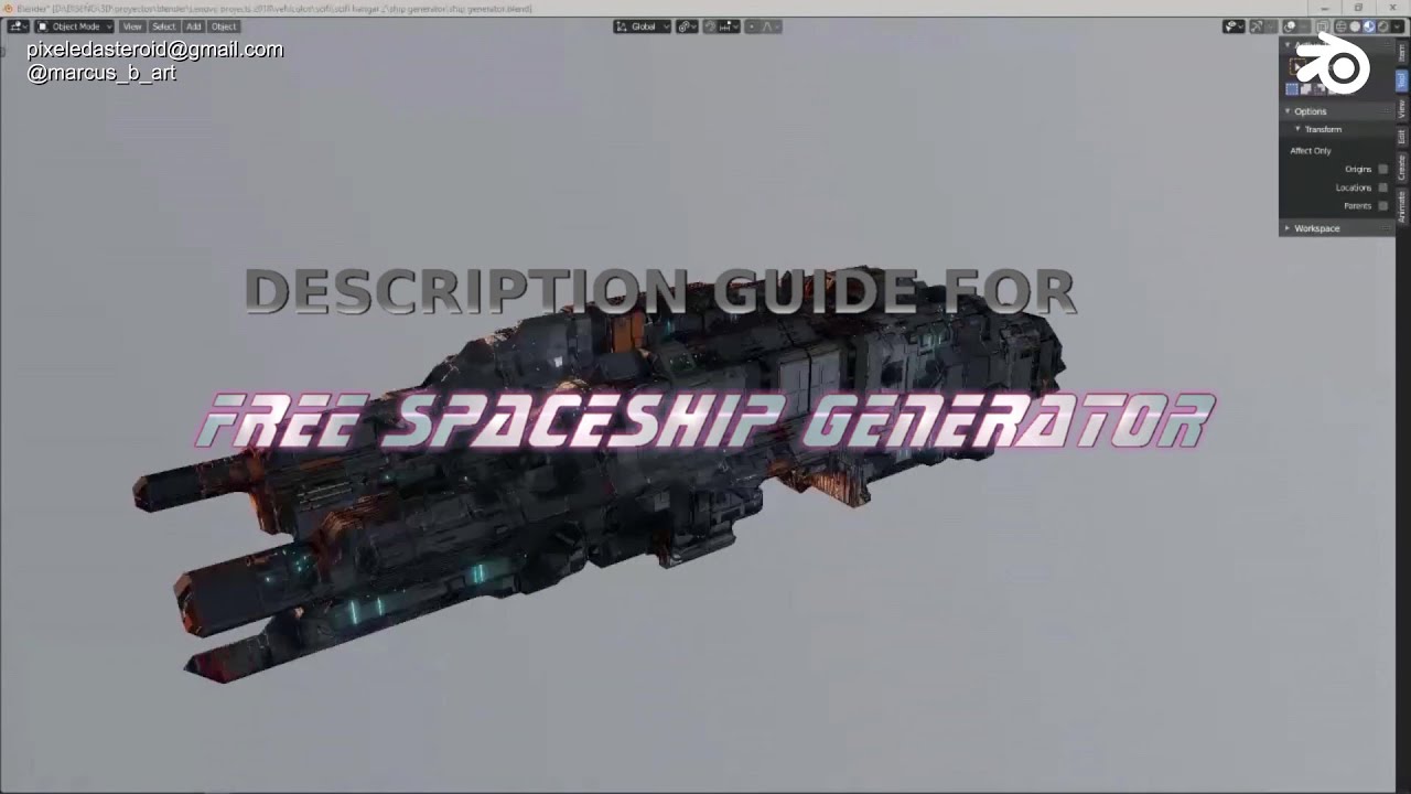 Free Procedural Spaceship Maker blend file guide // Blender 2.82