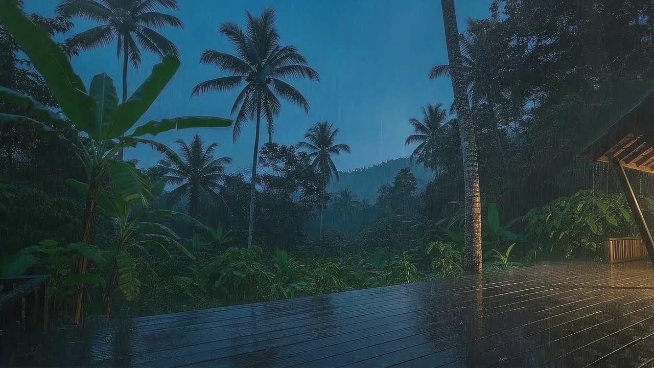 Sleep Quickly To Heavy Rain And Tropical Cabin Storm Ambience 🌧️