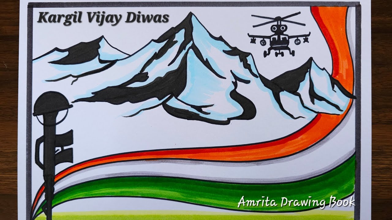 Kargil vijay diwas drawing easy | Kargil Vijay Diwas Poster | Vijay Diwas drawing | Independence Day