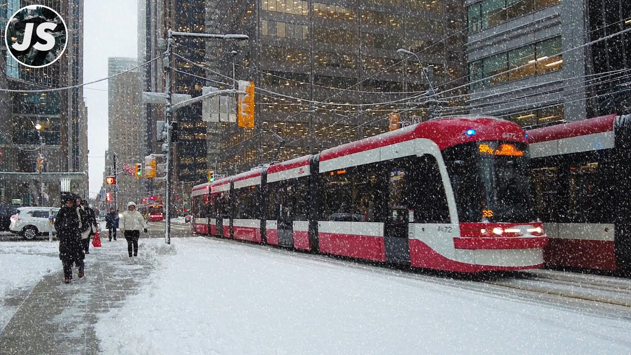 Winter is Back! Downtown Toronto Snowfall Walk (Feb 2024)