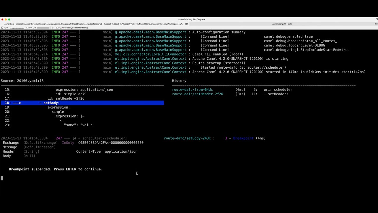Quickly debugging Apache Camel from CLI