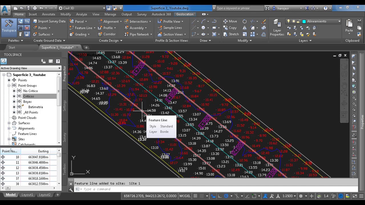 Civil 3D Superficie a partir de una Feature Line