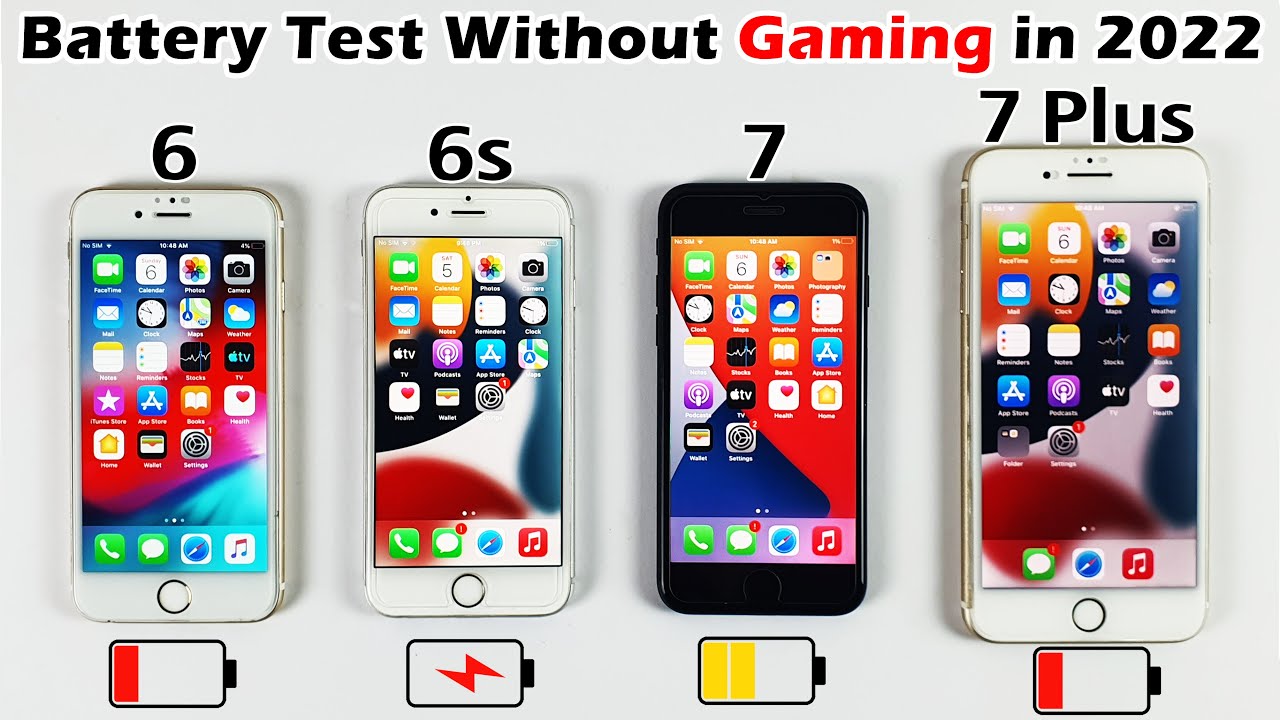iPhone 6 vs iPhone 6s vs iPhone 7 vs iPhone 7 Plus Battery Life Drain Test in 2022 - NO PUBG