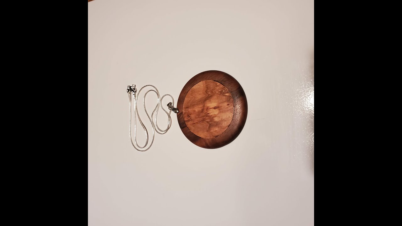 Woodturning Pendant Necklace with inlay no measuring.