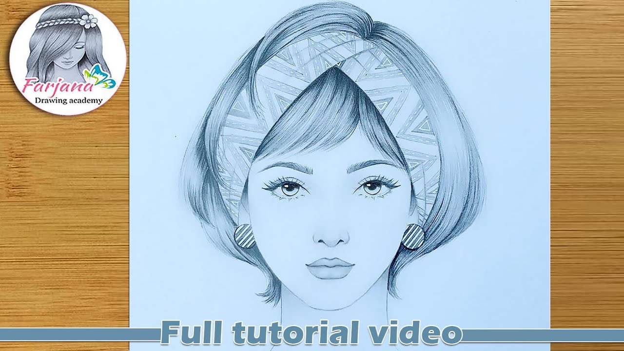 How to draw a girl with short hair - step by step || pencil sketch || Easy drawing tricks
