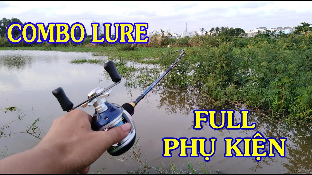 890K | COMBO LURE MÁY NGANG FULL PHỤ KIỆN | Cần + Máy + PE + Mồi Giả