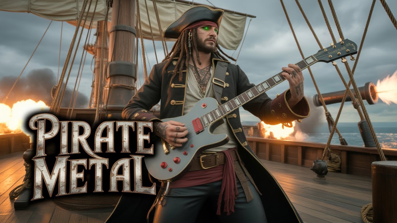 Rise of the Ghost Pirate – Epic Pirate Metal Anthem with Thunder, Shredding & Heavy Guitars