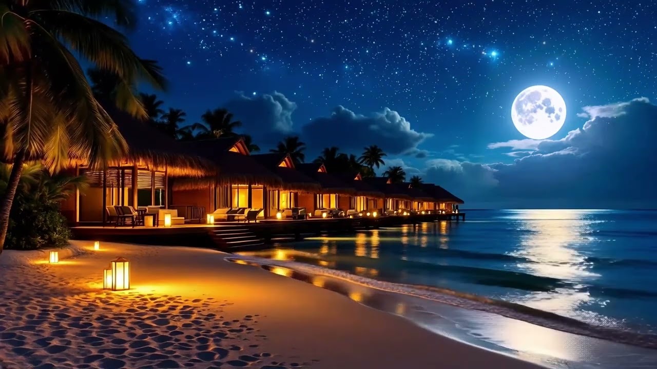 Serene Oceanfront: Nature Sounds for Deep Sleep Under Moonlit Skies #1