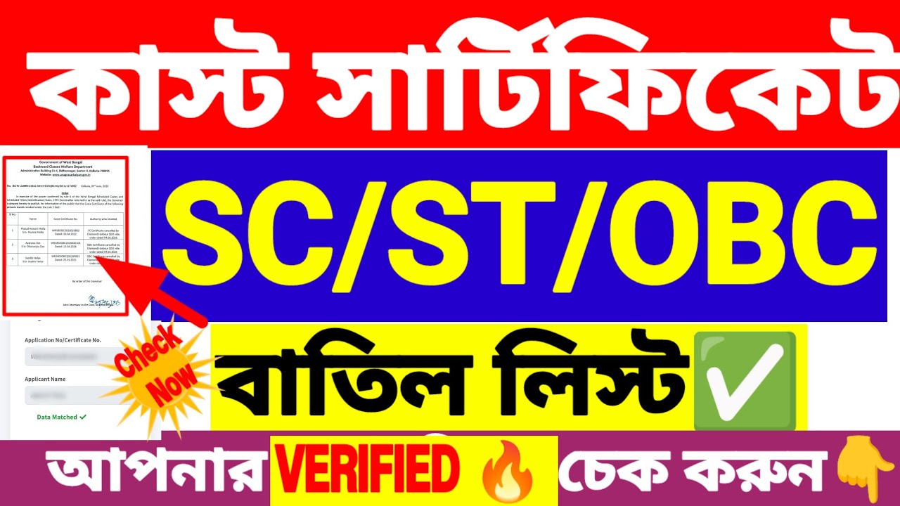 কাস্ট সার্টিফিকেট বাতিল লিস্ট 😲SDO,BDO থেকে | SC/ST/OBC Caste Certificate verification and cancelled