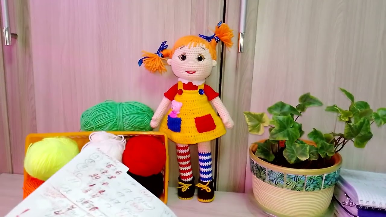 Кукла Пеппи крючком// Схемы под диктовку//Часть 1.
