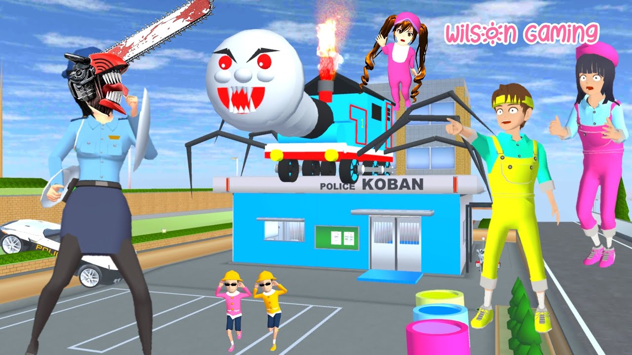Chainsaw Man Polisi Iyo Melawan Kereta Hantu Thomas Yuta Baby Nana Takut | Sakura | Wilson Gaming