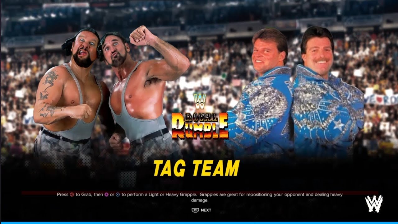 The Bushwackers vs The Fabulous Rougeaus.  Royal Rumble 90. WWE 2K24