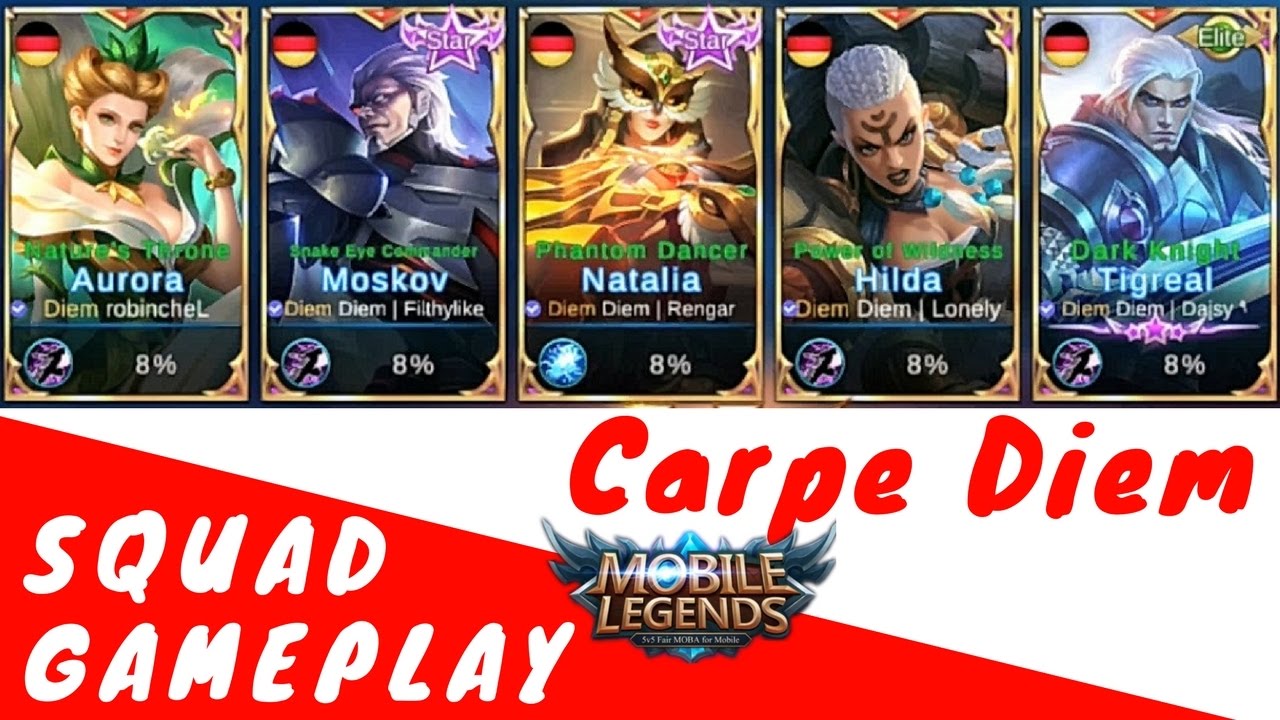 Carpe Diem Squad [Top 10 Squad] | Full Team Ranked Gameplay Aurora, Moskov, Natalia, Hilda, Tigreal