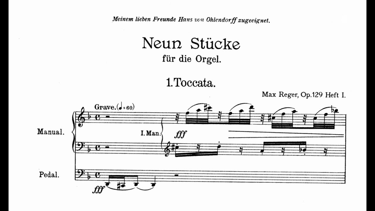 Max Reger - Neun Stücke für die Orgel op. 129 [Score Video]