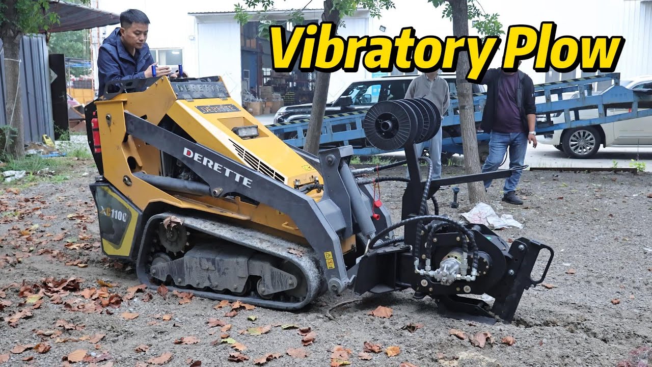 Testing the Vibration Plow Attachment on the Derette XC1100 Mini Skid Steer Loader