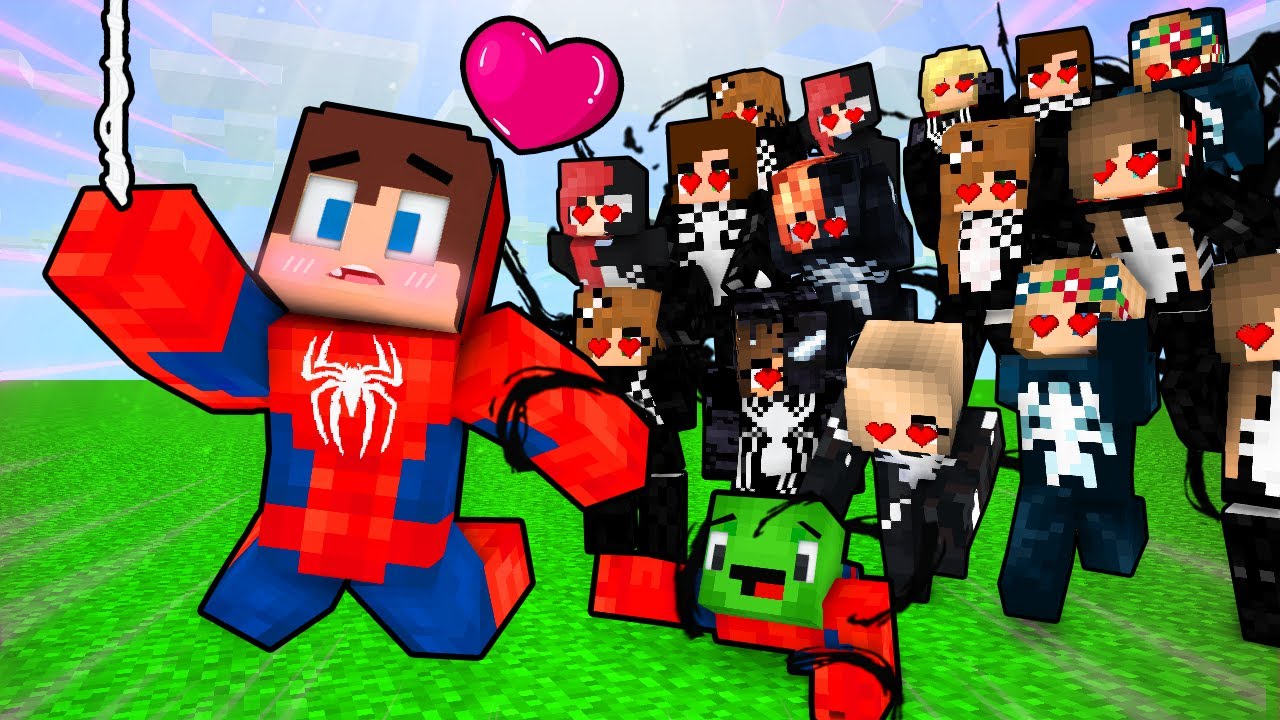 JJ and Mikey Spider Man Runs Away from Venom Girls Love Story - Maizen Minecraft Animation