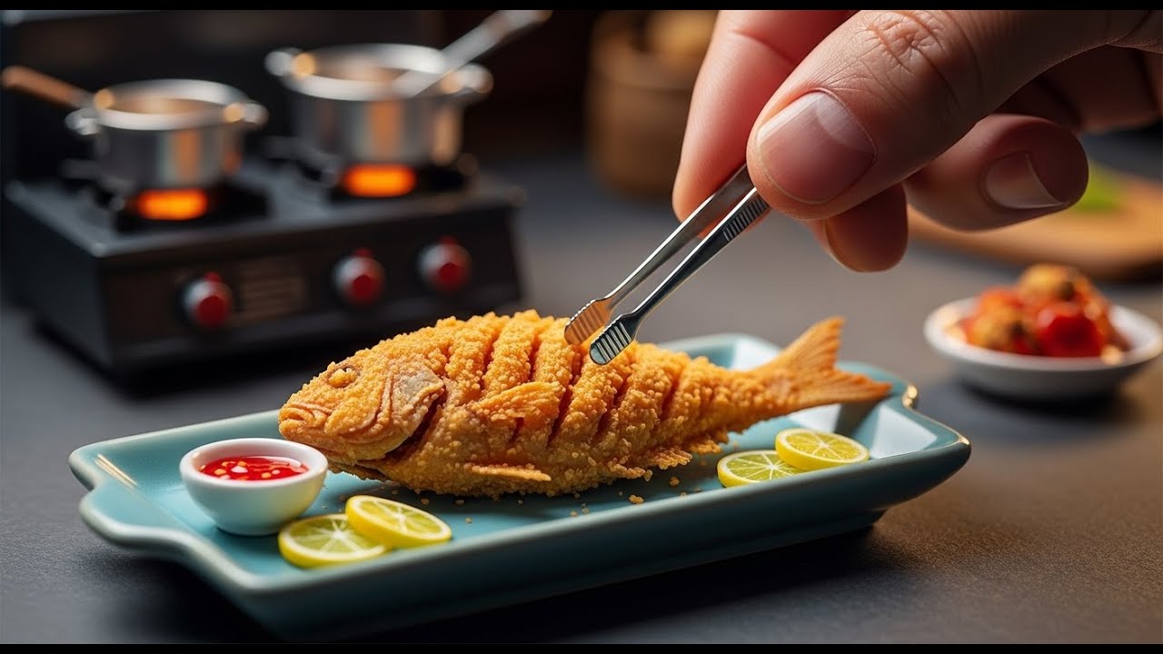 Miniaturized Blooming Fish: Artisanal Frying Techniques 🐟✨ | Miniature Cooking ASMR