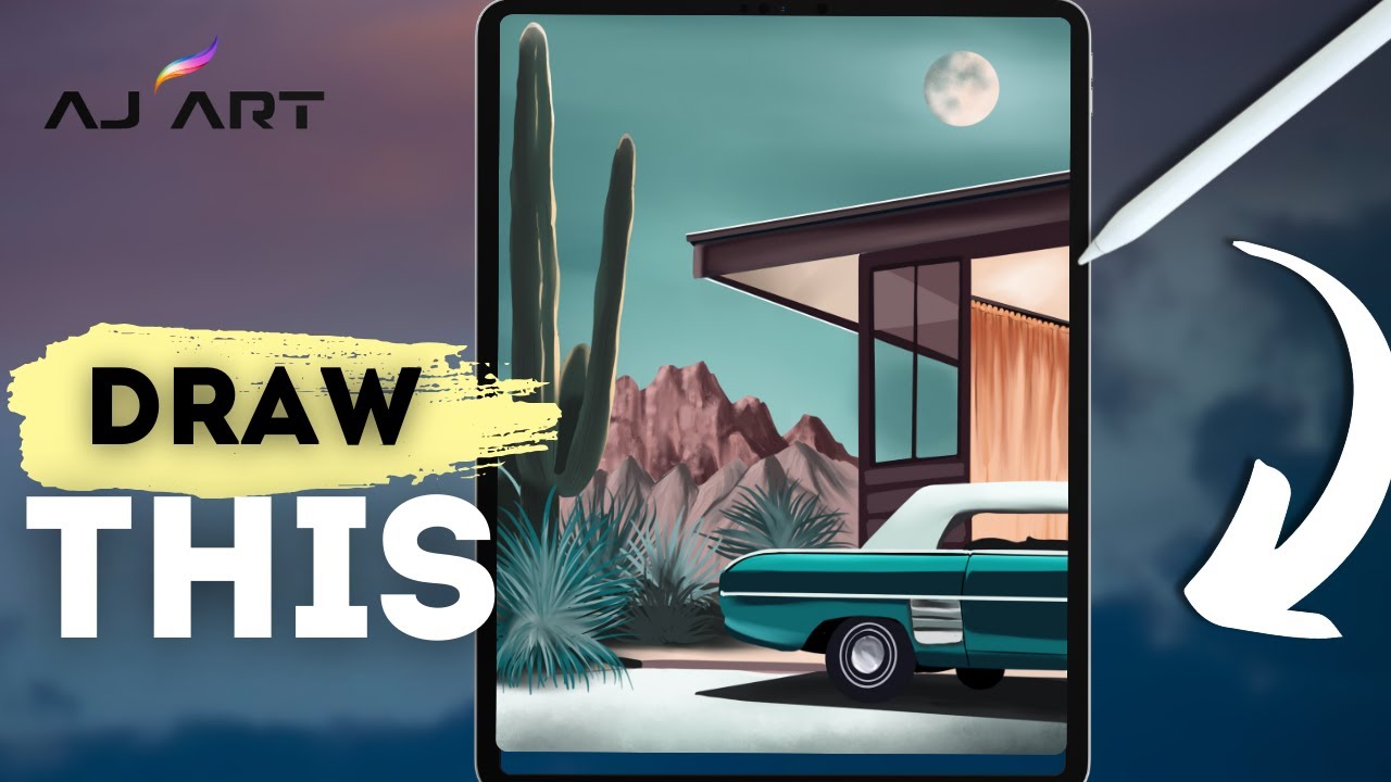 Procreate Drawing | Retro Motel Illustration - Digital Art Tutorial