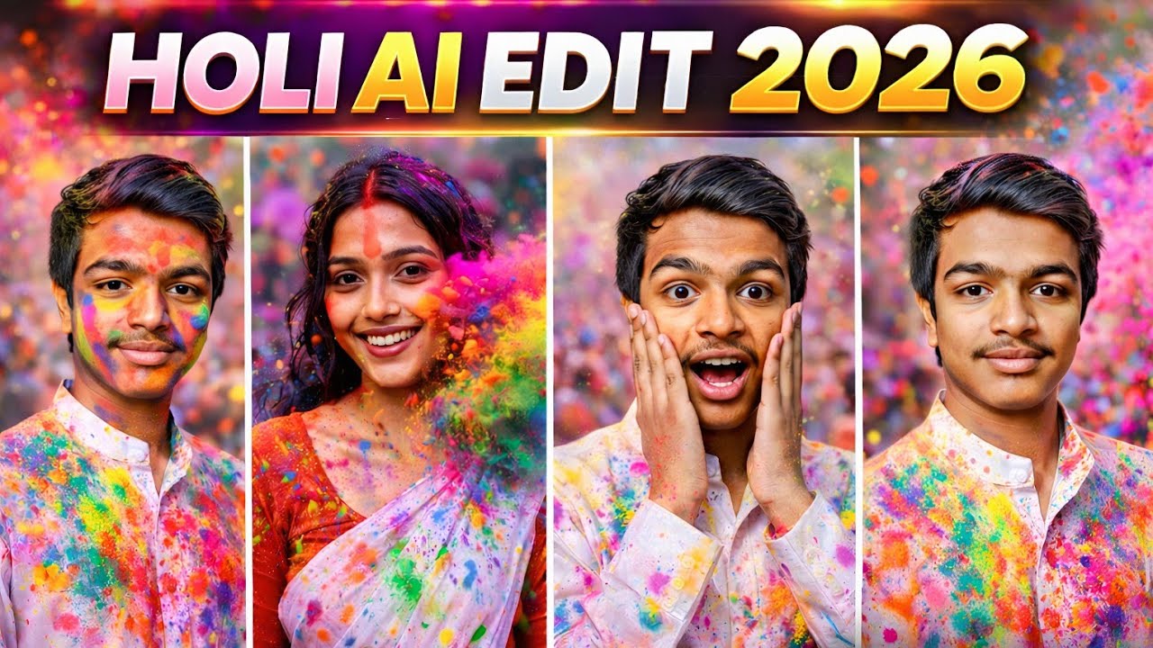 Holi AI Photo Editing 2026 🎨 | AI Se Holi Photo Kaise Banaye? 🌈 | 3D Holi Image Creator ✨