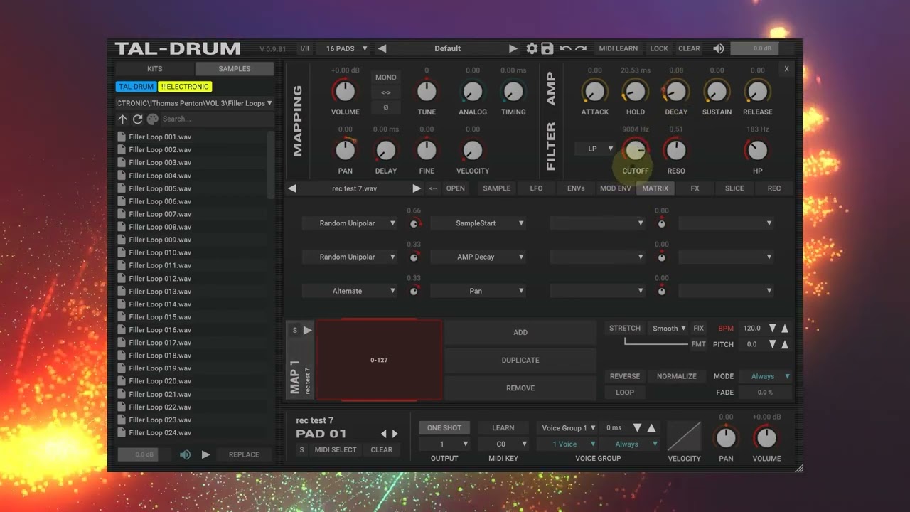 TAL DRUM - Record Sample, FX, Mod Matrix