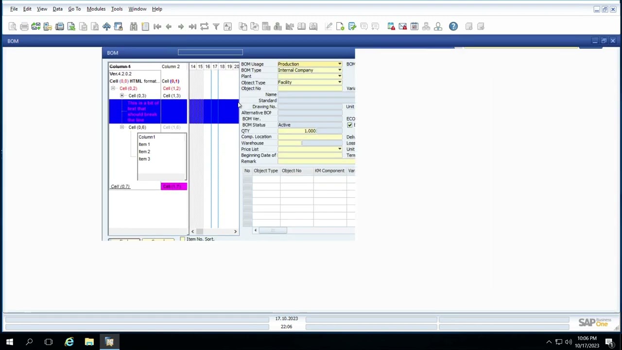 Phần mềm SAP B1 | Hướng dẫn tạo BOM và cách ghi nhận sản lượng SX thực tế.