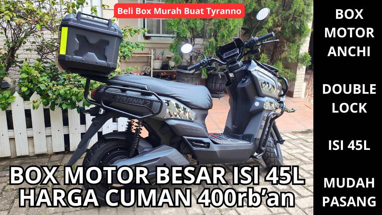Box Motor Murah Anchi 45L - Harga 400rb'an - Pasang Top Box Bagasi buat Motor Tyranno Indomobil