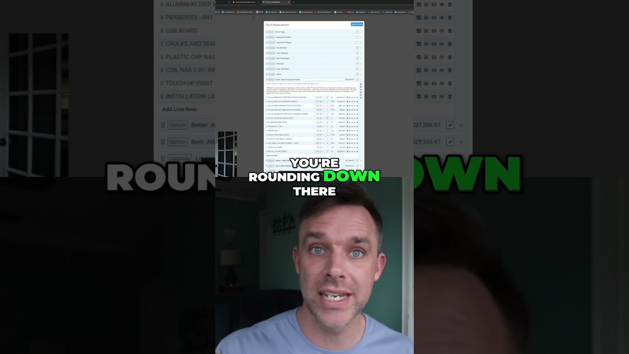 Roofing sales profit with accurate job calculation