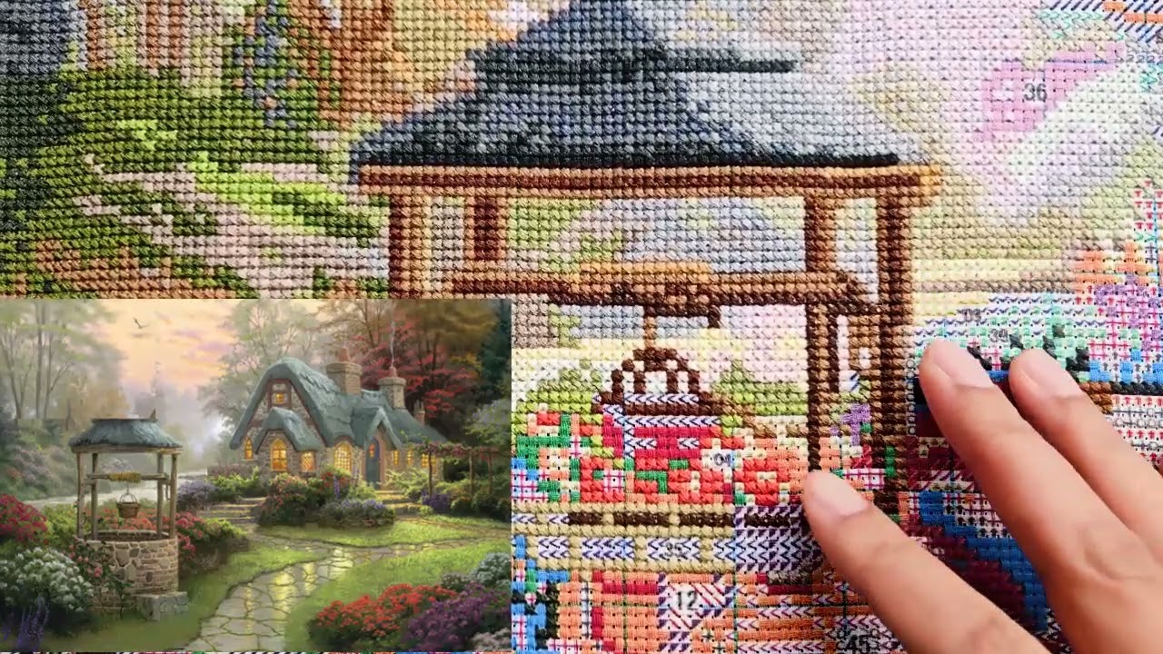 FLOSSTUBE #365 Stitch With Me / Dream Garden / cross stitch / 십자수 / 11ct / ASMR / 수틀 뒤집지않고 수놓기