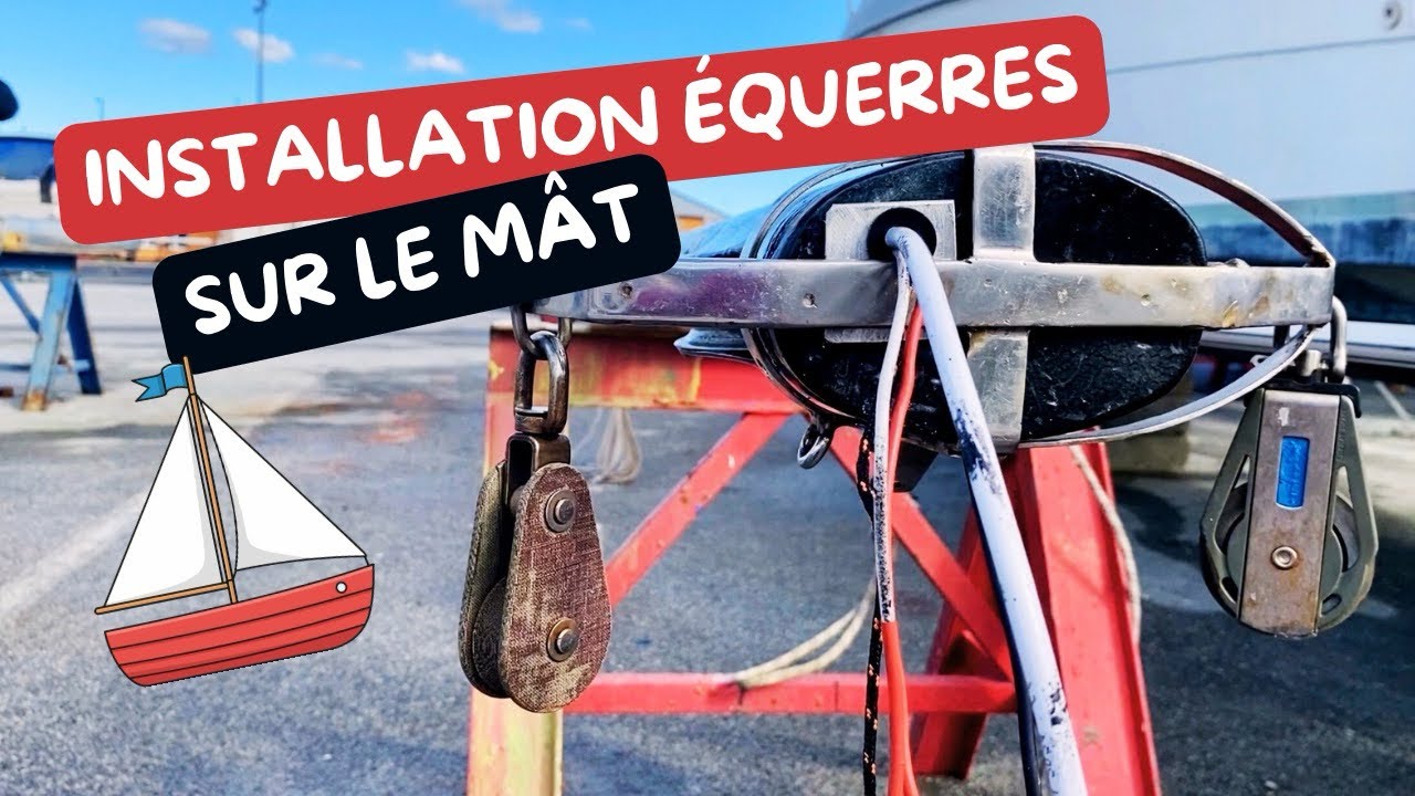 On installe les équerres en tête de mât 