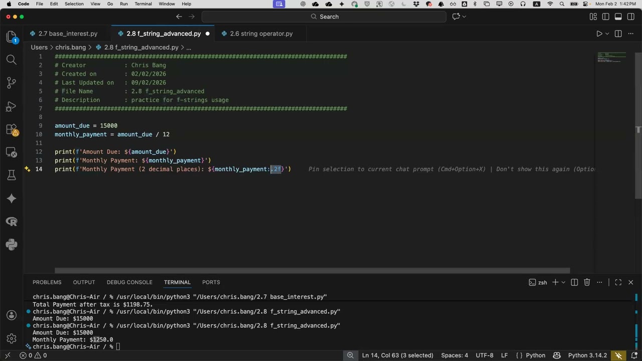 Advanced f string