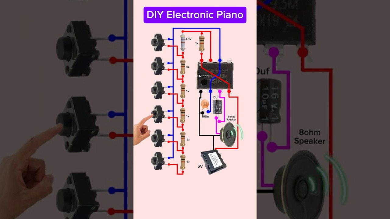 #diy 🎹 Electronic Piano Circuit Diagram | 555 Timer Project #shorts #tech #music #piano