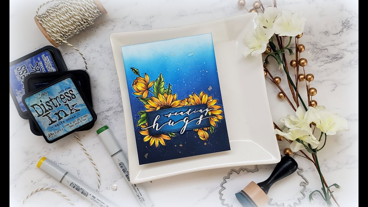 Copic Coloring Blue and Gold Fall Sunflowers: Big News! We...