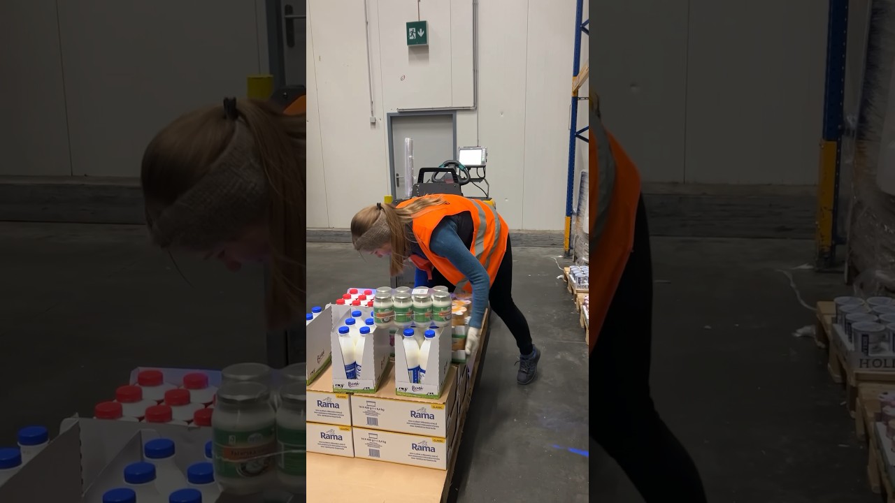 Warehouse work. Girl