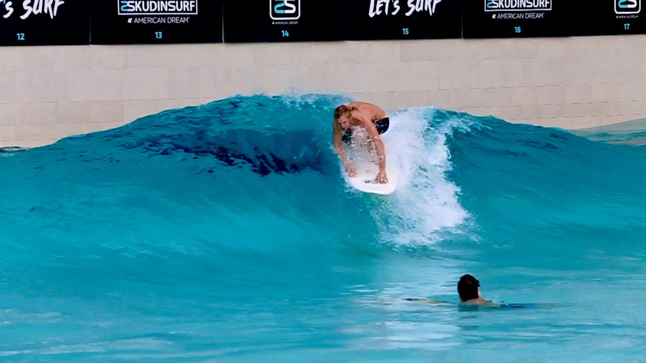 MY FIRST TIME SURFING A WAVE POOL! (w/ Ben Gravy!) Skudin Surf A.D.
