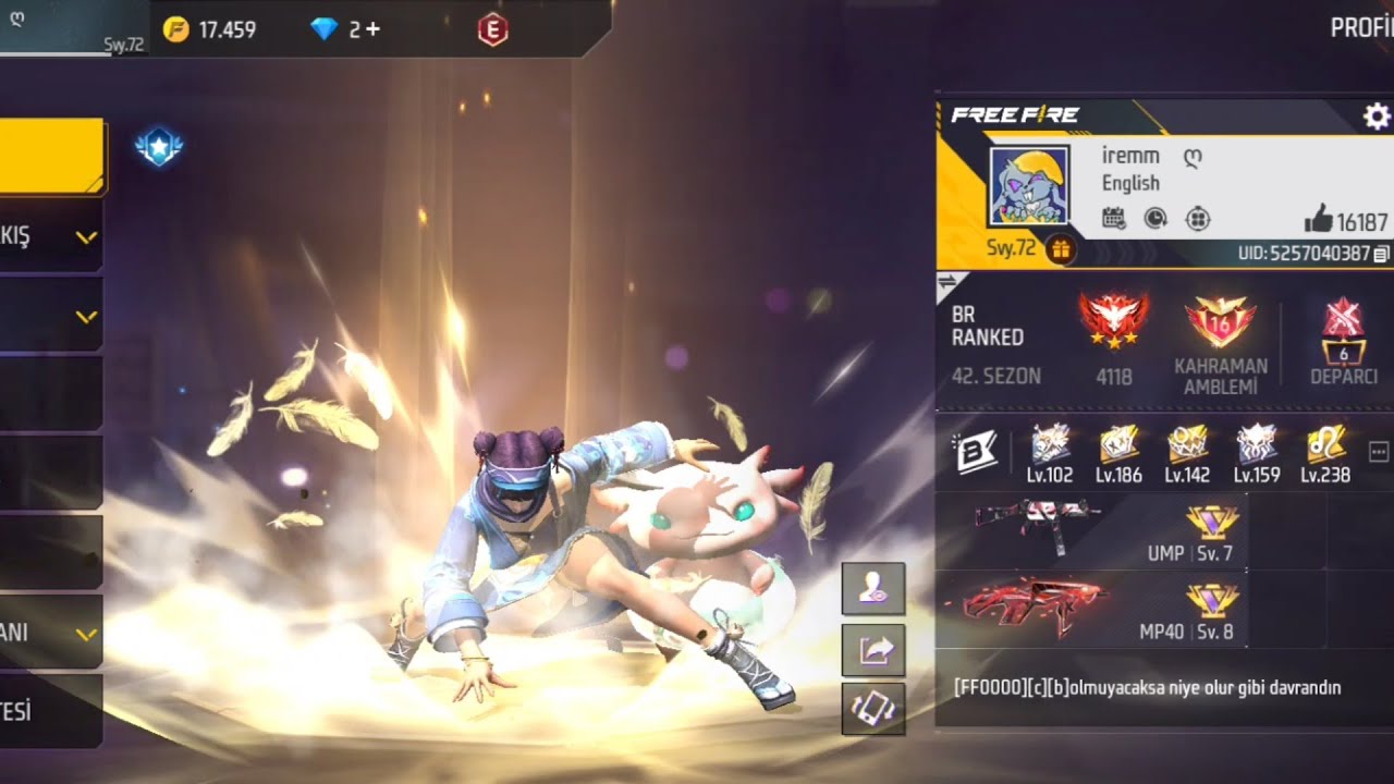 İREM'İN AŞIRI DOLU SAĞLAM KIZ HESABI 12 EVO MAX ! 3 SENE BÜYÜK USTA TÜRKİYE UNVAN FUL İNC. FREE FIRE