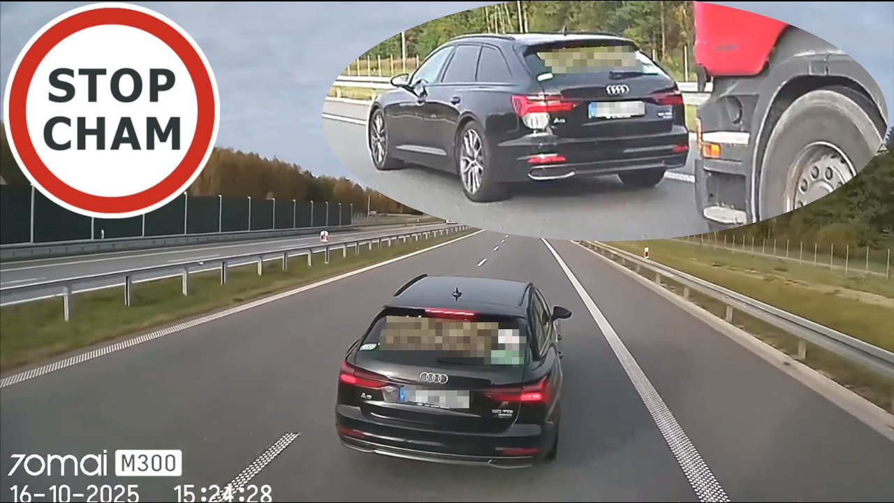 Wyhamowała ciężar&oacute;wkę i doprowadziła do kolizji - nagranie kierowcy dużego zestawu #2047 Wasze Filmy