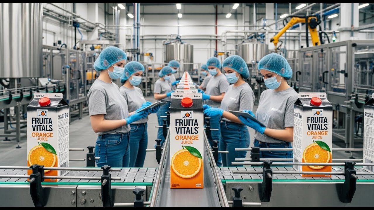 Inside Nestlé Fruita Vitals’ Orange Juice 🍊 Factory || Full Manufacturing Process.