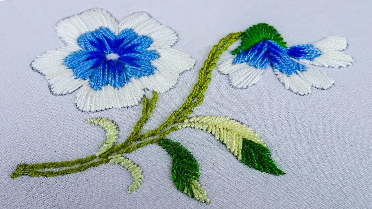 hand embroidery easy cute flower design making sewing idea with easy stitch & color