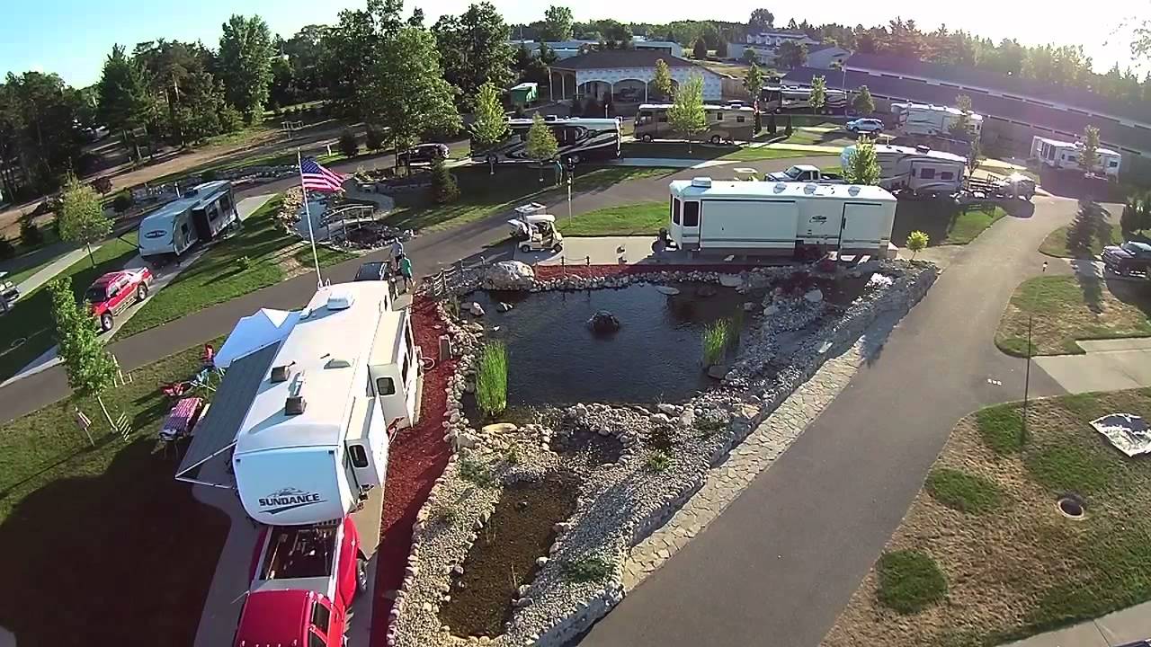 More Aerial vews of Poncho's Pond RV Park, Ludington, Michigan