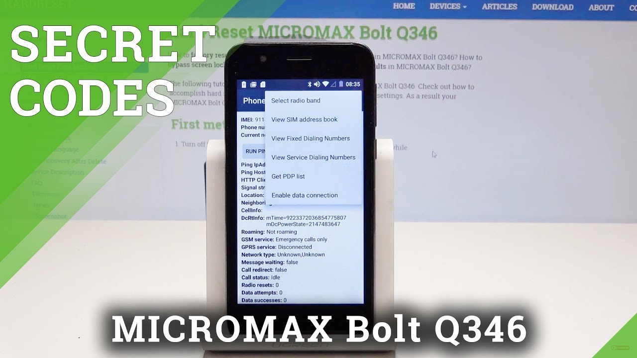 Секретные коды MICROMAX Bolt Q346 - Скрытые режимы / Сервисное меню / Хитрости