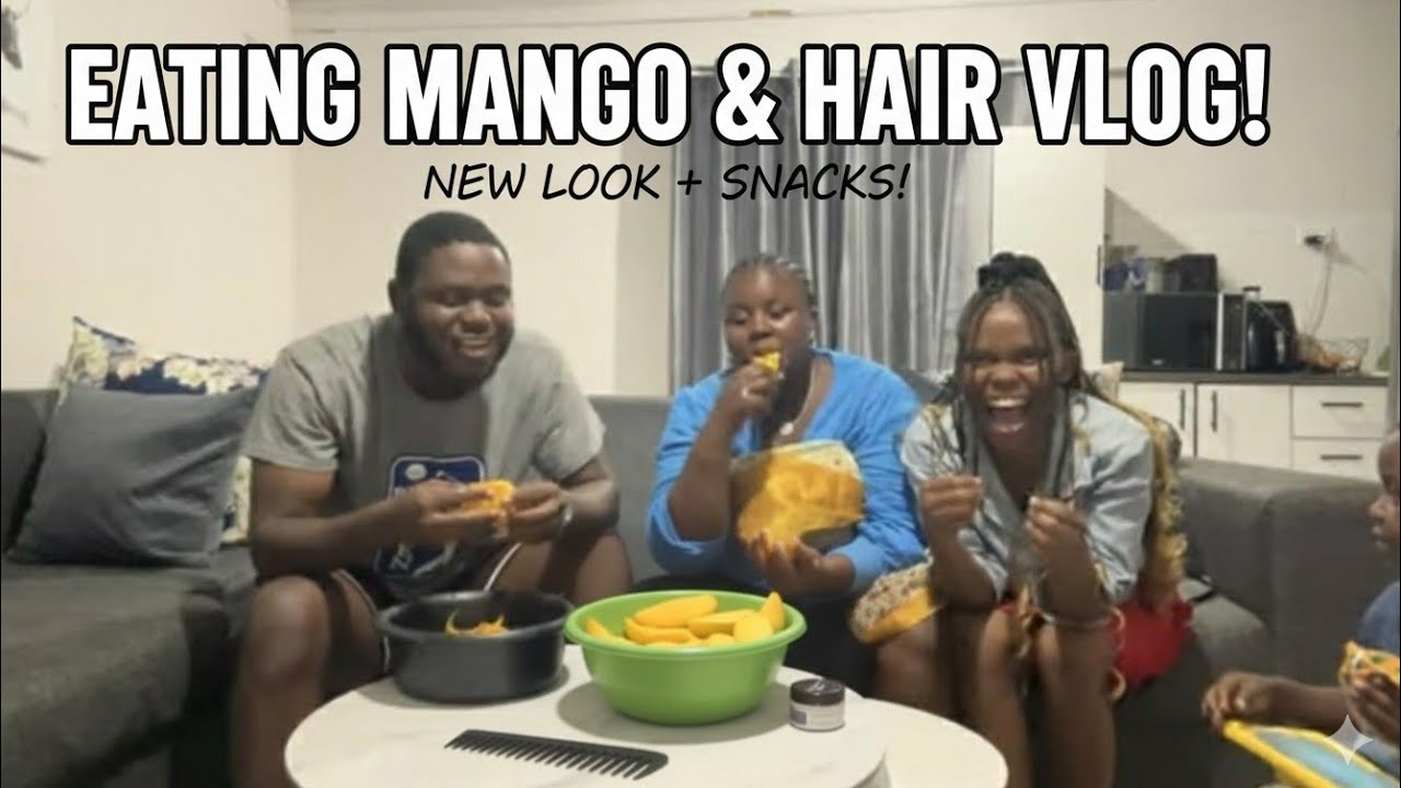 Doing  our hair  and mango eating competition 