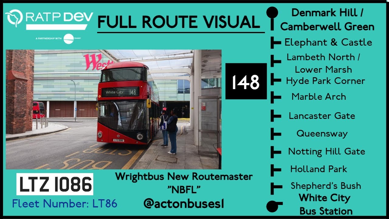 FULL ROUTE VISUAL | Route 148: Camberwell Green - White City (LT86) (LTZ1086)