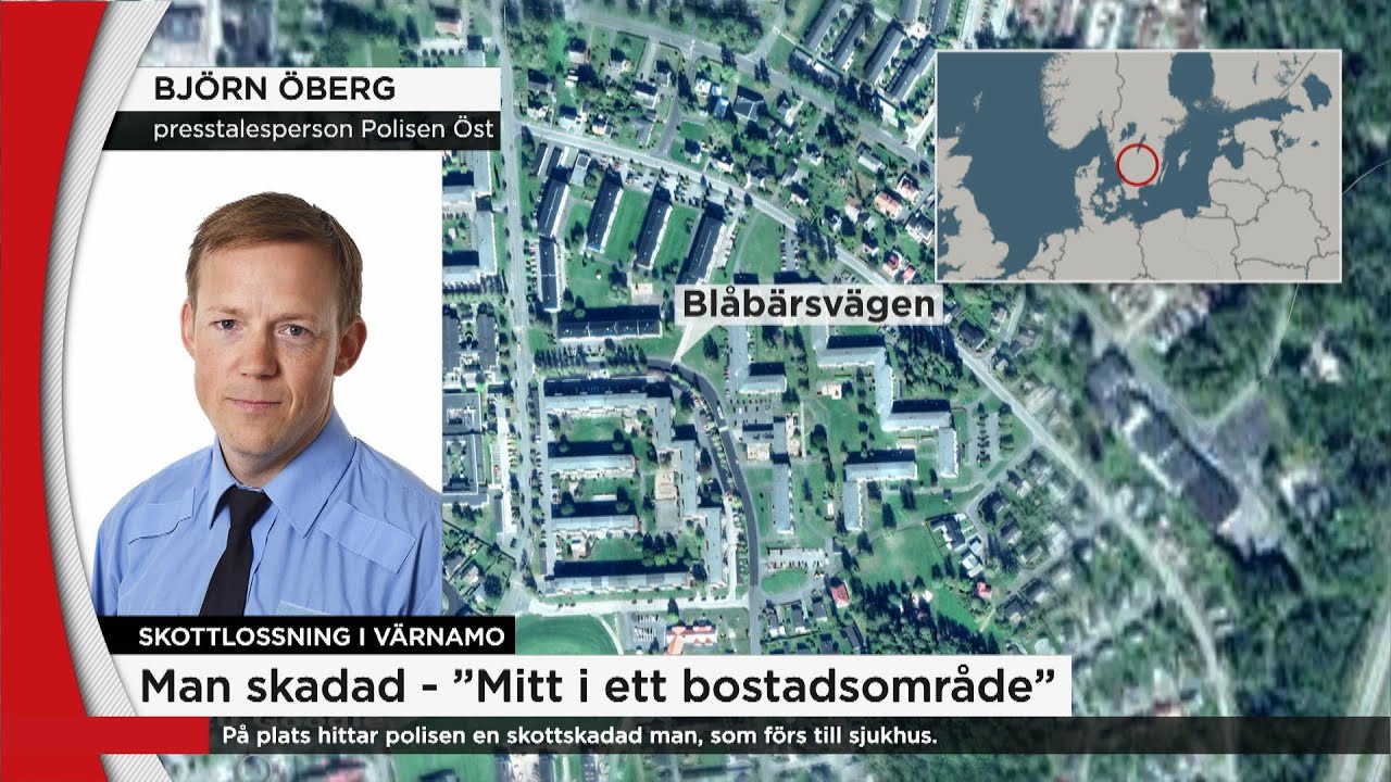 Man skjuten i Värnamo - ”MItt i ett bostadsområde” - Nyheterna (TV4)