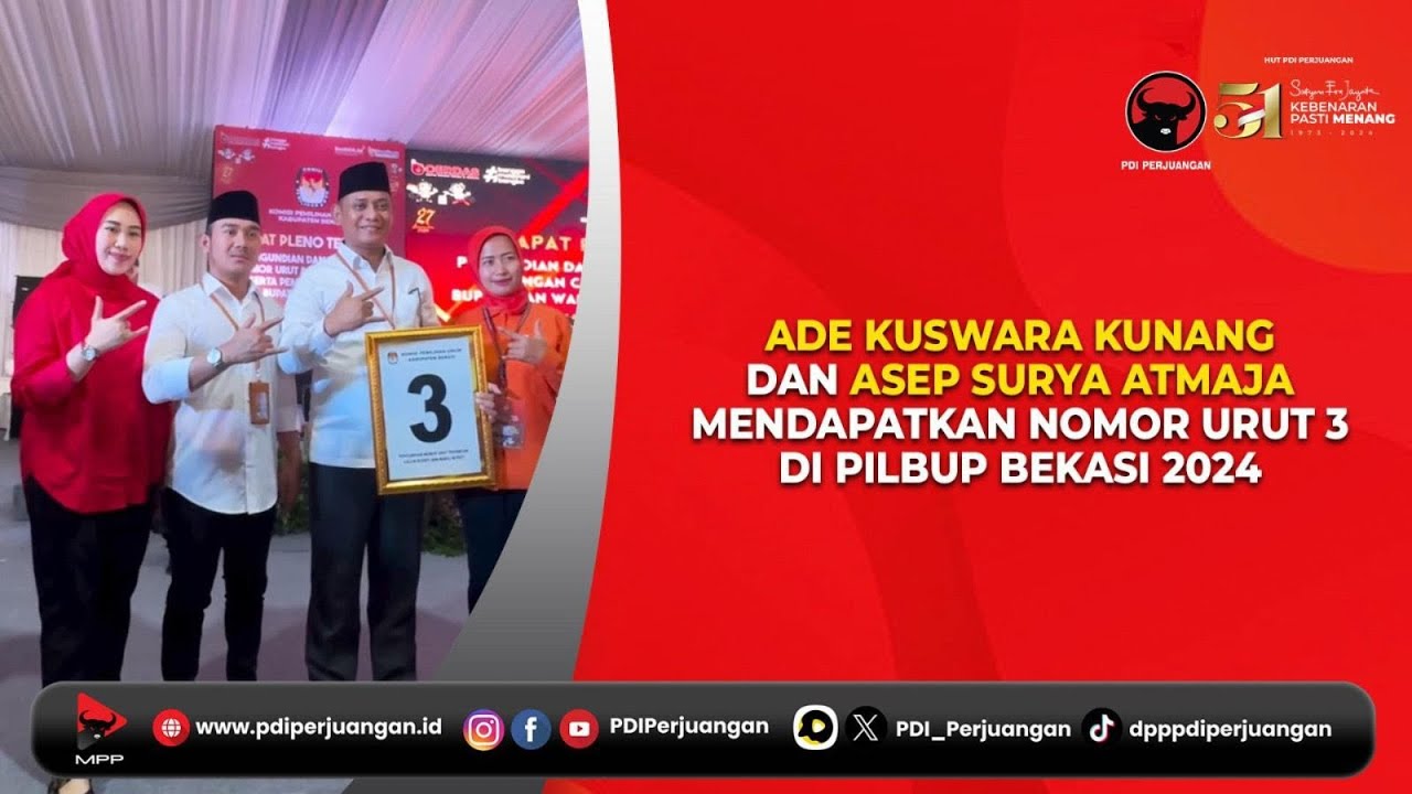 Ade Kuswara Kunang dan Asep Surya Atmaja Mendapat Nomor Urut 3 di PILBUP Bekasi 2024