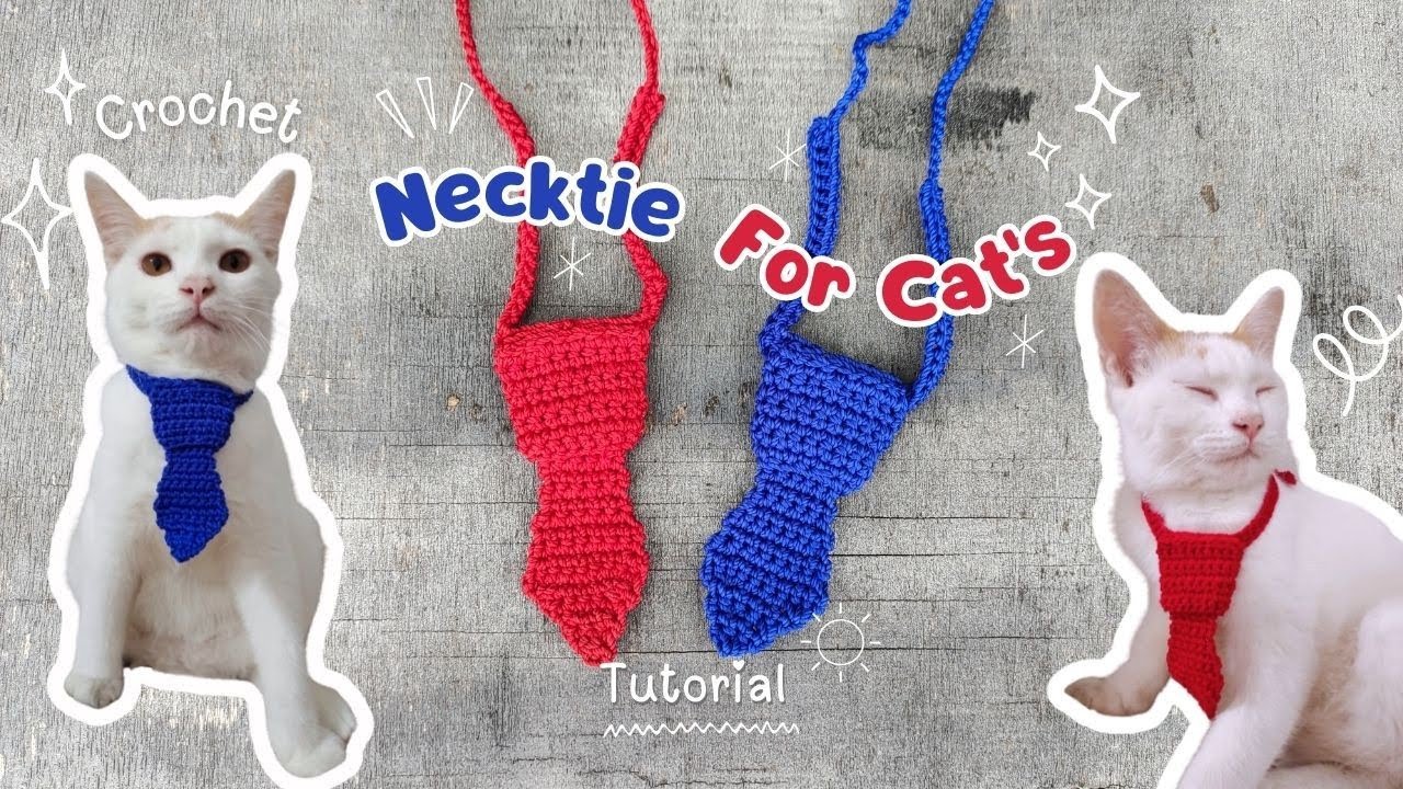 How to crochet necktie for cat's || tutorial merajut dasi kucing